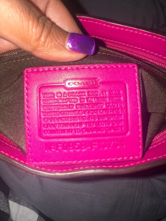 Coach Hot Pink Leather Pleated Wristlet Clutch - Picture 6 of 8